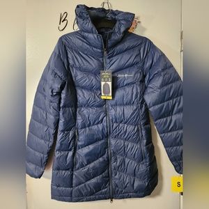 Ladies' Mid Length Down Parka in Navy Eddie Bauer
